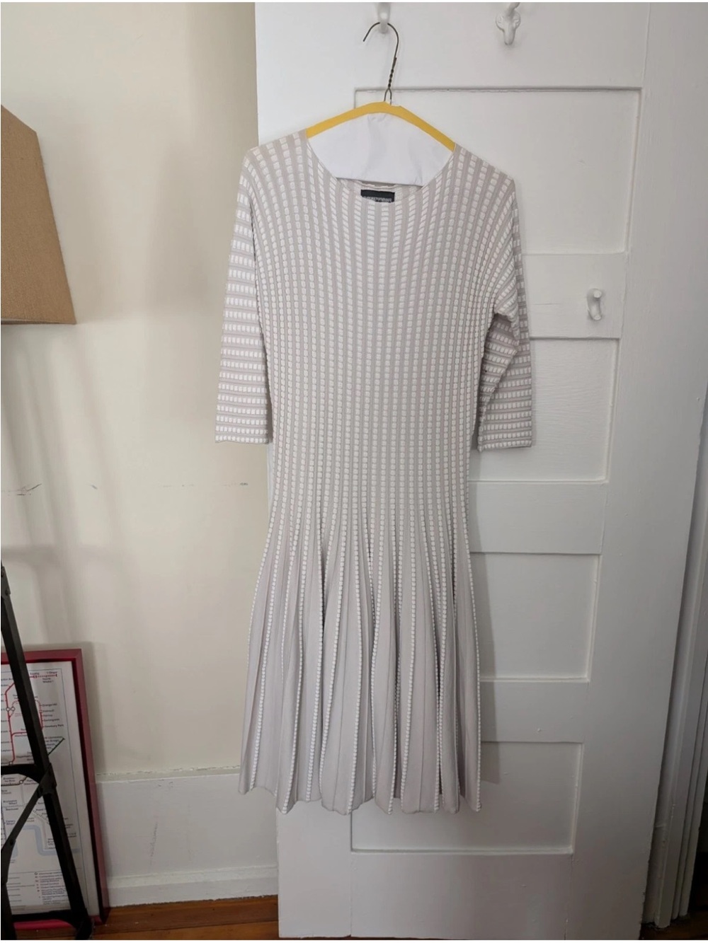 Light Gray Pleated Knit Dress - Armani